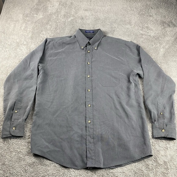 Club Room Casual Long Sleeve Shirt Mens Medium Black Gray Pattern Button Down - Picture 1 of 14